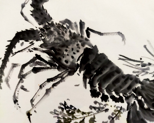 水墨画 荒井克典 原画 35×35 伊勢海老 絵画 KAMKAG 通販 10105070