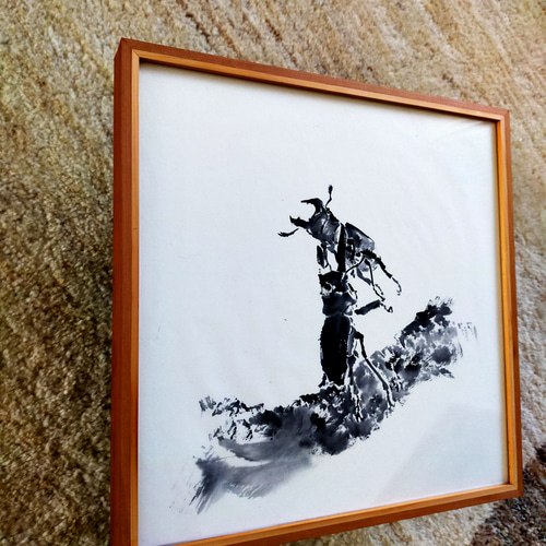 水墨画 荒井克典 原画 35×35 クワガタムシ 絵画 KAMKAG 通販 10105109