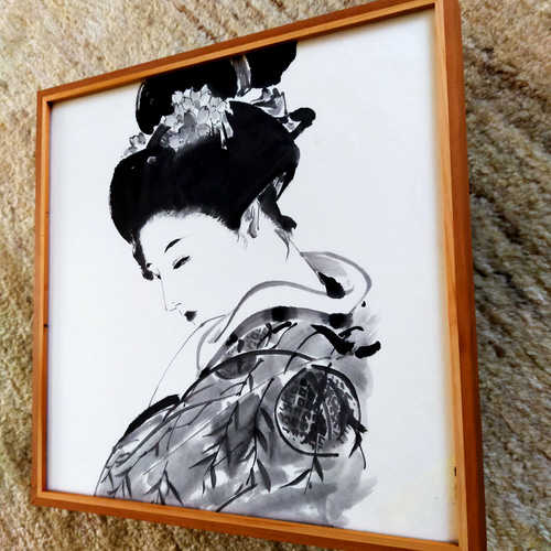水墨画 荒井克典 原画 35×35 舞妓 絵画 KAMKAG 通販 10107624