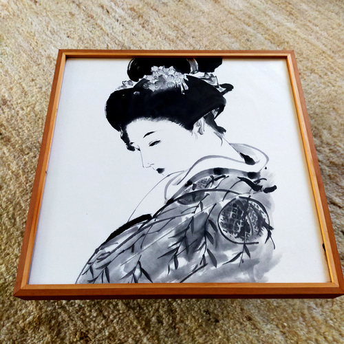 水墨原画 二〇二五の舞い 00 『交』 墨絵 620mm×460mm 墨の滲みの柔らかさと 白と黒の