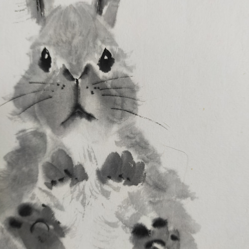 水墨画 荒井克典 「うさぎ」原画 絵画 KAMKAG 通販 9755526