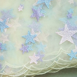可愛い　星柄刺繍　チュールレース　イエロー　ハンドメイド 手芸 素材 3枚目の画像