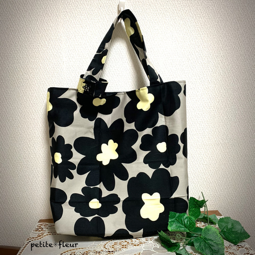 北欧柄トート＆エコバック（大輪）紐付き エコバッグ・サブバッグ