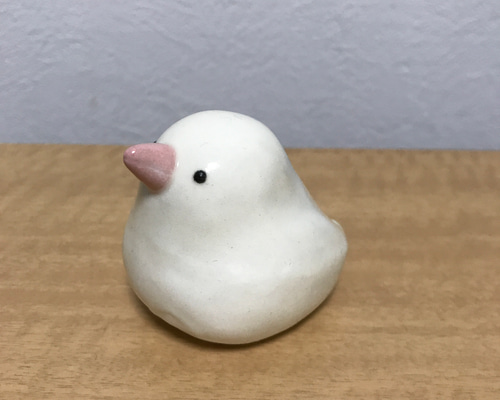 清水焼 文鳥 つがい フィギュリン 陶磁器 置物 飾り物 白文鳥
