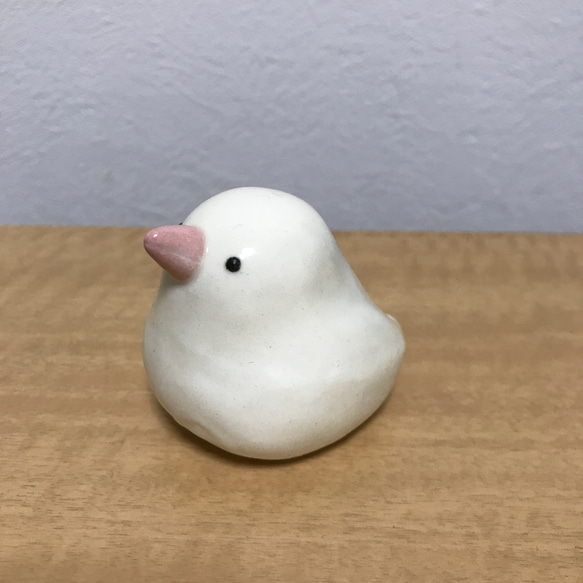 清水焼 文鳥 つがい フィギュリン 陶磁器 置物 飾り物 白文鳥
