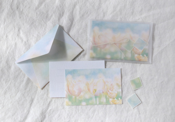 64:チューリップのメッセージカード＋ミニ封筒セット 2枚目の画像