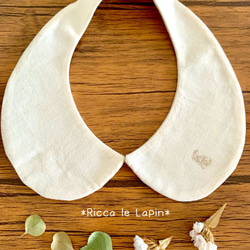 うさぎさんのシンプルつけ襟【生成り】 1枚目の画像