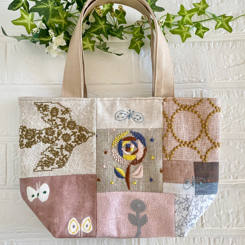 ミナペルホネン パッチワーク トートバッグ ハンドメイド トートバッグ 