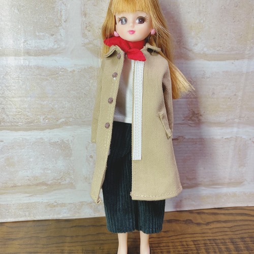 送料無料‼︎】リカちゃん 服 ステンカラーコート ハンドメイド