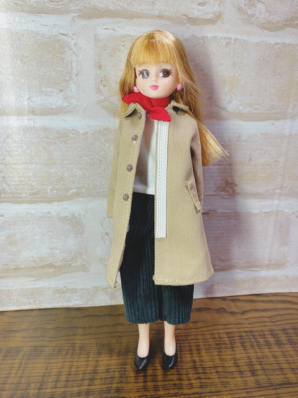 送料無料‼︎】リカちゃん 服 ステンカラーコート ハンドメイド