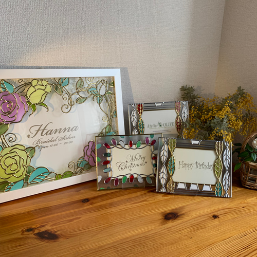 ステンドグラス　ローズモチーフのウェルカムボード(スタンド付き) ステンドグラス ローズモチーフのウェルカムボード(スタンド付き