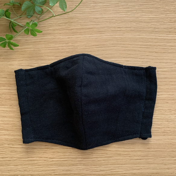 天然素材　竹繊維【バングロ】　立体マスク（ポケット付き）ダブルガーゼ　黒　S.M.Lsize 3枚目の画像