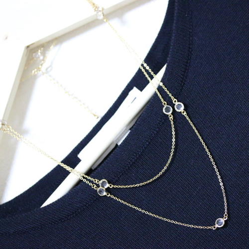 再販】シャネルストーン 2way ロングネックレス クリア