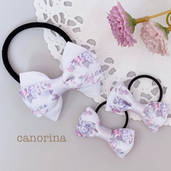 ビッグリボンヘアクリップ フリルリボン&パープルグログランリボン