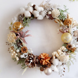 ドライフラワーのミニリース white christmas ドライフラワーのミニ