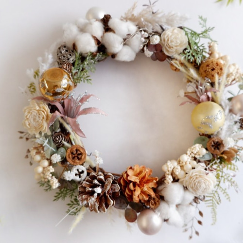 1.クリスマスリース クリスマスフルリールワイヤータイ／リース-2(W60×D25×H60(全長