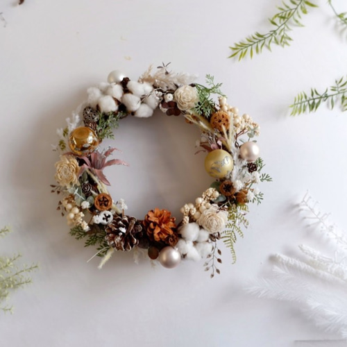 ホワイトクリスマス✿リース アートフラワー bloom-wish 通販