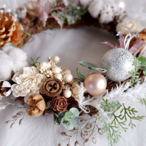 ホワイトクリスマス✿リース アートフラワー bloom-wish 通販 10656923