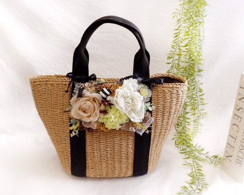 使いやすい！お花の付いたカゴバッグ かごバッグ bloom-wish
