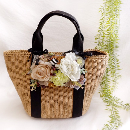 使いやすい！お花の付いたカゴバッグ かごバッグ bloom-wish