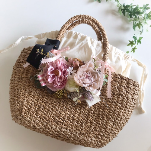 美品！かごバッグ　立体的な花　かごバッグ　花 e5a3c3abc6bb8b06510631549ab629