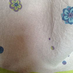 受注制作✳︎手描き染め✳︎和柄花と水玉の、差し色 日本製リネンスカート 4枚目の画像