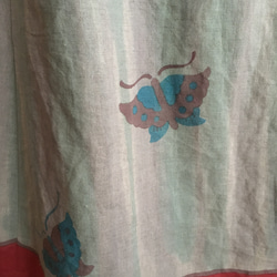 ▫︎受注制作▫︎手描き染め 日本製リネン マキシ丈スカート◇ストライプに蝶 3枚目の画像
