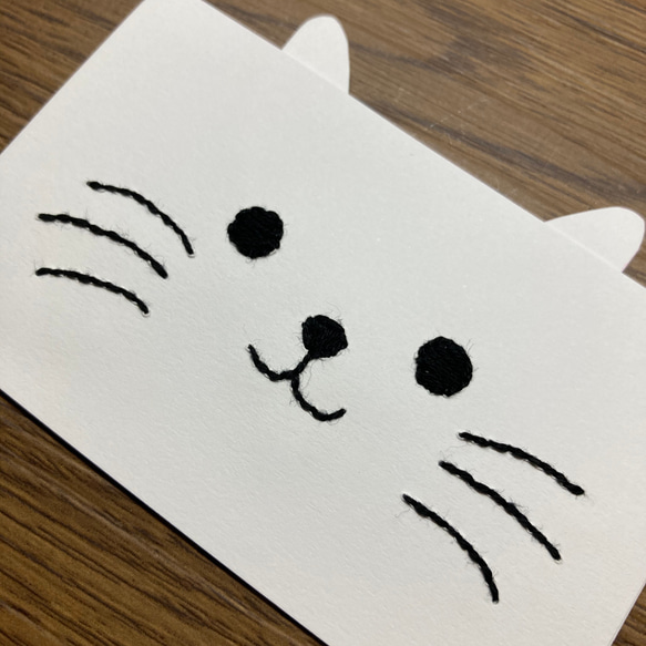 【受注生産/送料無料】ネコのミニメッセージカード　3枚セット　【紙刺繍】 3枚目の画像