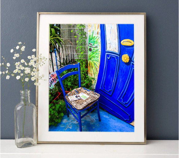 パリ アトリエの入口 青い椅子　ウォールデコ　ウォールアート フォトデコ 2枚目の画像