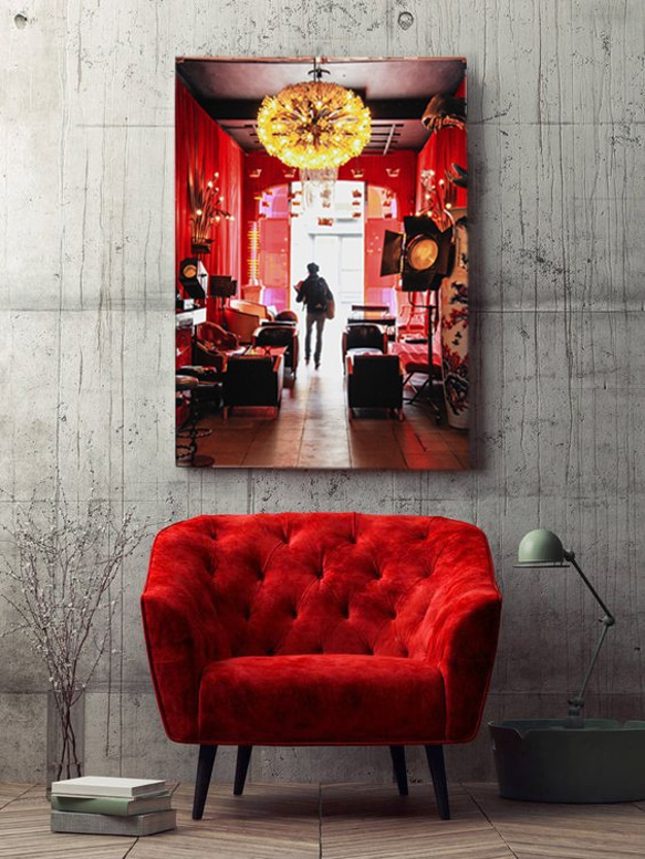ラウンジ・ラバー　赤い入口　ロンドン ウォールデコ　ウォールアート  フォトデコ 4枚目の画像