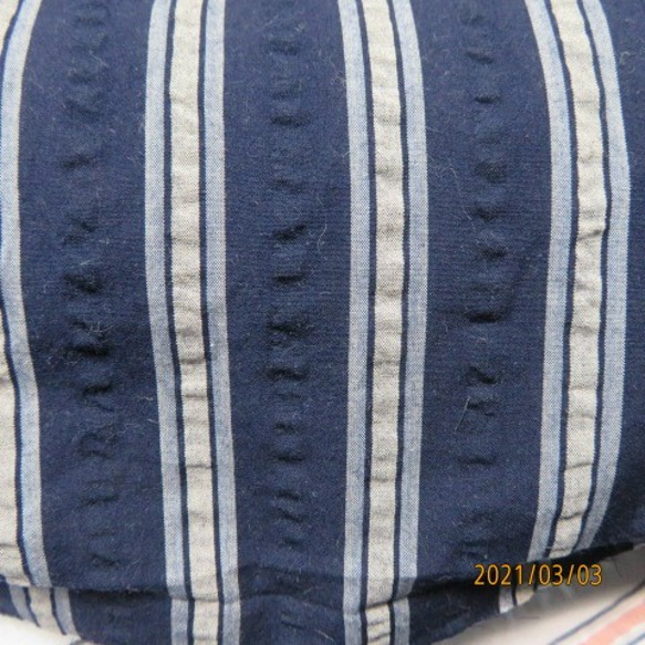 播州織　サッカー織り　パジャマ　ホワイト ピンク　ネービー　ストライプ　　ハンドメイド　シャツ　　パンツ　アウター　 3枚目の画像