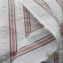 播州織　サッカー織り　パジャマ　ホワイト ピンク　ネービー　ストライプ　　ハンドメイド　シャツ　　パンツ　アウター　 5枚目の画像