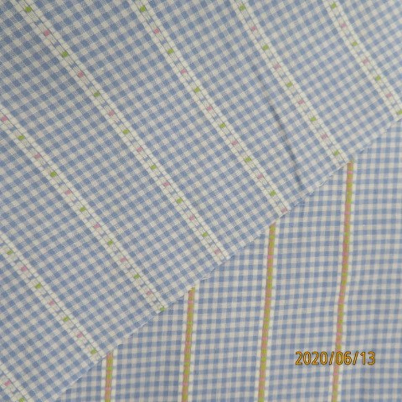 播州織　ギンガムチェック　コットン　　ハンドメイド　　爽やか　きれい　シャツ　小物　子供　ブルー　ピンク 4枚目の画像