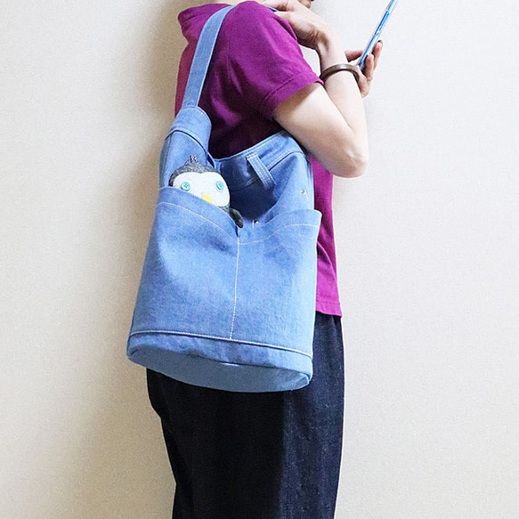 【型紙レシピ】バケツ型ショルダーバッグ/安心作製の詳しいレシピ付き 3枚目の画像