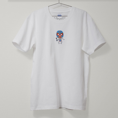 刺繍☆T-shirt／マスクマンだった人（青✕赤） Tシャツ