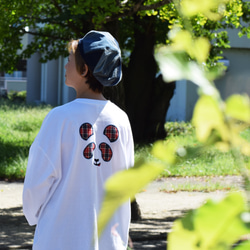 刺繍☆ロンT／チェックパンダ（5.6oz ドロップショルダー） Tシャツ