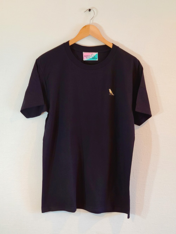 002 半袖Tシャツ ブラック ワンポイント刺繍 金&ライトゴールド 002 半袖Tシャツ ブラック ワンポイント刺繍 金&ライトゴールド
