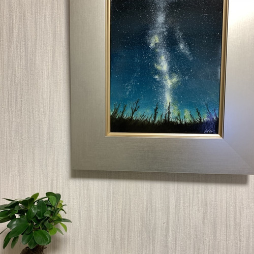 アクリル原画「 冬の夜空に光る星屑の作品」F3サイズ(額縁付き アクリル原画「 冬の夜空に光る星屑の作品」F3サイズ(額縁付き