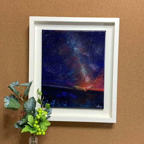 アクリル原画「夕暮れに沈みゆく太陽と星屑たち」F3キャンバス アクリル原画「夕暮れに沈みゆく太陽と星屑たち」F3キャンバス