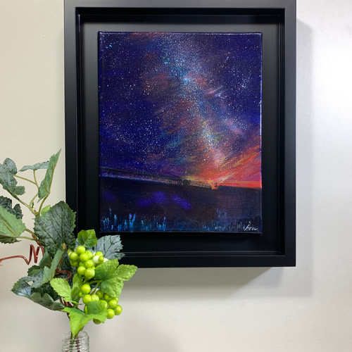 アクリル原画「夕暮れに沈みゆく太陽と星屑たち」F3キャンバス アクリル原画「夕暮れに沈みゆく太陽と星屑たち」F3キャンバス