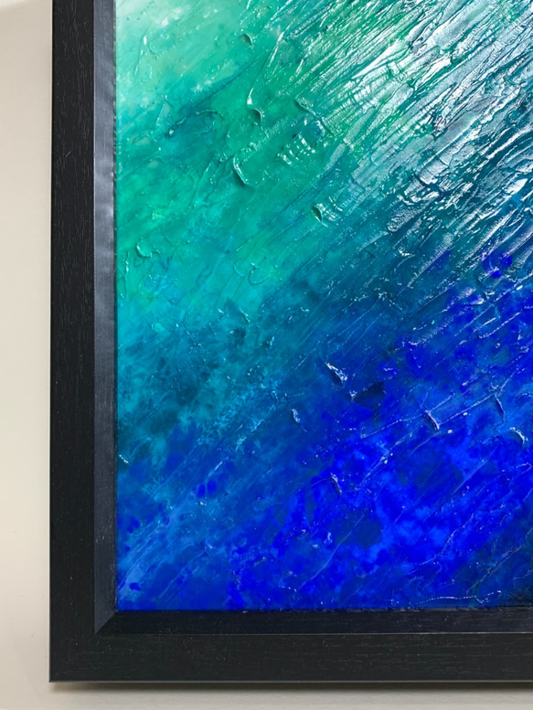 [青から緑へ海」原画サイズS３サイズ・キャンバスにアクリル画 5枚目の画像