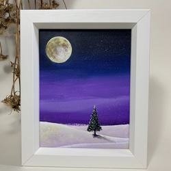 アクリル原画「 冬の夜空に光る星屑の作品」F3サイズ（額縁付き