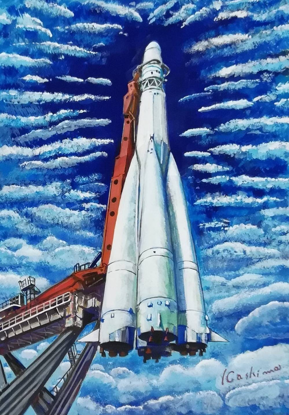スペースロケット アクリル画 原画 【公式通販】