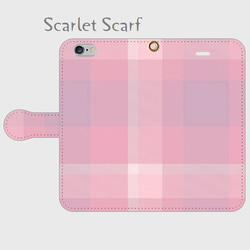 【受注生産・高品質】　iPhone用ハイクォリティ手帳型ケース＜ピンクがかわいいチェック柄＞ 1枚目の画像