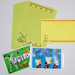 （販売終了）レターセット（クマ/イエローグリーン）+ポストカード2枚 3枚目の画像