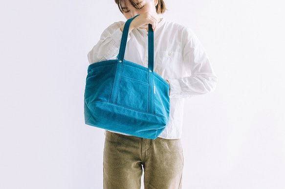 帆布ファスナートートバッグM　CANVAS TOTE FM / RAIN BLUE 4枚目の画像