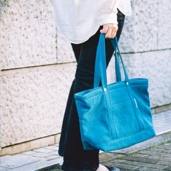 帆布ファスナートートバッグM　CANVAS TOTE FM / RAIN BLUE 5枚目の画像