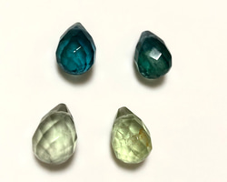 天然石　フローライト　ドロップ　ブリオレットカット　4粒