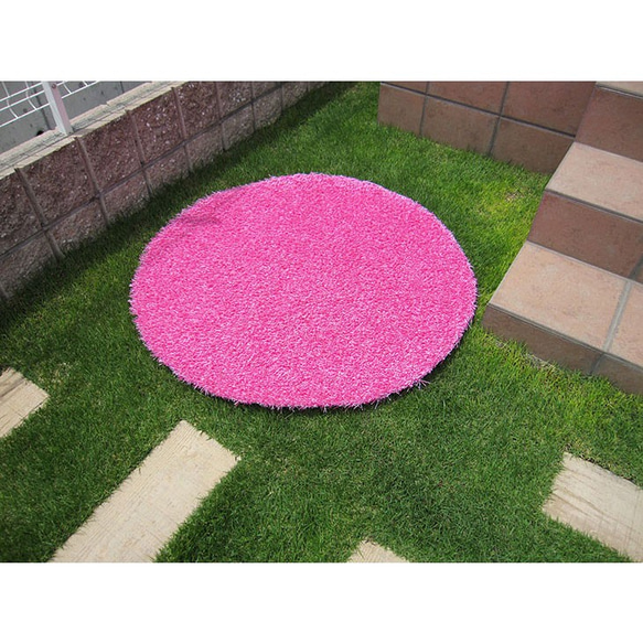 円形 直径1m（100cm）人工芝 ピンク 芝生マット 屋内用、屋外用、自由にアレンジ可能 人やペットに無害な人工芝 3枚目の画像
