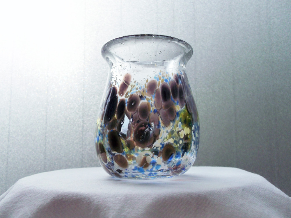 ガラス作家　作家物　花瓶　一輪挿し　ドリンクボトル　吹きガラス